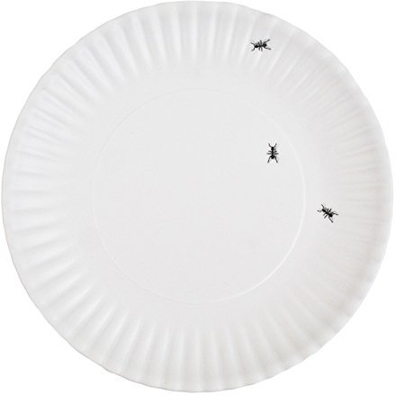 180 Degrees ME0036 What is It Reusable Dinner Plate with Ant Design, 9 Inch Melamine, Set of 4, White, Black