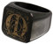 Siegelring Herrenring mit Wunschgravur Monogramm Gravur - Schwarz Glänzend-74 (23,5)