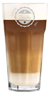 Latte Macchiato Glas 480ml Personalisiert - für Getränke wie Cappuccino, Kaffee-Latte und Co mit Gravur - Geschenk-Idee zum Geburtstag - Motiv Coffee time