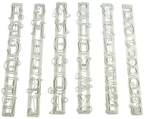 6. tlg. ALPHABET AUSSTECHER SET TORTENDEKO Fondant Marzipan Modellierwerkzeug weiss