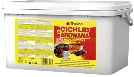 Tropical Cichlid & Arowana Medium Sticks - Farbverstärkende Futtersticks mit Astaxanthin, 1er Pack (1 x 5 l)