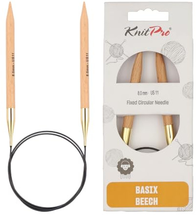KnitPro Basix Beech Fixed Circular Needles 47 (120cm) | 8.00mm