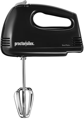 Proctor Silex Easy Mix 5-Speed Electric Hand Mixer with Bowl Rest, Compact and Lightweight, 100 Watts of Peak Power, Black (62507PS)
