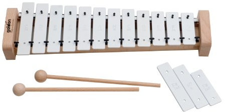 Goldon - Sopran Metallophon, 12+3 weiße Klangplatten