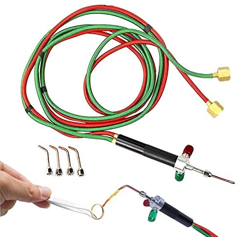 Linterna para joyeros | Little Torch - Práctico Quemador Gas y acetileno con mangueras Flexibles para Reparar Joyas con 5 Piezas Niktule