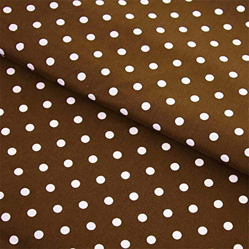 Stoff Meterware Punkte 7 mm Baumwolle - 1 Meter, Schadstoffgeprüft, Gepunktet, Tupfen, Dots, Baumwollstoff, Kinderstoff, Dekostoff, Karneval, Fasching, Kostüme (Weiß auf Braun)