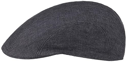 Stetson Madison Leinen Flatcap Schirmmütze Delave-Optik Herren und Damen Frühling Sommer Denim 56 cm
