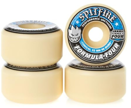 Spitfire Formula 4 Conical Full White/Blue Skateboard Wheels - 52mm 99a (Set of 4) by Spitfire
