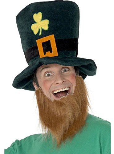 Amakando Kobold Kostüm Set Zwergen Hut und Bart Irland Koboldmütze und Vollbart Leprechaun Zylinder St. Patrick`s Day Verkleidung Wichtel Faschingskostüm