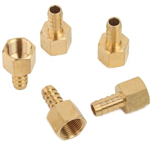 LTWFITTING Laiton BSP Raccord Coupleur/Adaptateur 3/8-Pouce Femelle BSPP x3/8-Pouce(10mm) Tuyau Barbillon Pétrole Gaz Eau (paquet de 5)