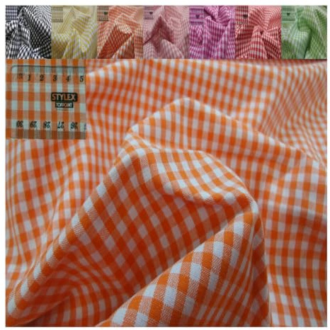 Fabrics-City orange vichy Karo Baumwollstoff Patchwork Druck, Landhausstil, Küchenkaro, Stoff zum Nähen & Kleben, Bauernkaro, Vichymuster für DIY, Dekoration, Kleidung, 3361