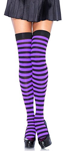 Leg Avenue Bas en Nylon Taille Unique Couleur Noir/Violet
