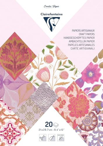 Clairefontaine 95093C Block verleimt mit 20 Bögen Papier aus aller Welt (21 x 29,7 cm, geeignet für Scrapbooking) 1 Pack violett