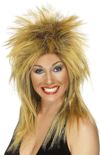 Smiffys Rock Diva Wig, Ginger Long Mullet, 1980's Fancy Dress, Adult Dress Up Wigs