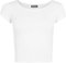 Womens Plain Crop Short Sleeve Top Round Neck Stretch Ladies Bra Vest - White - 8/10