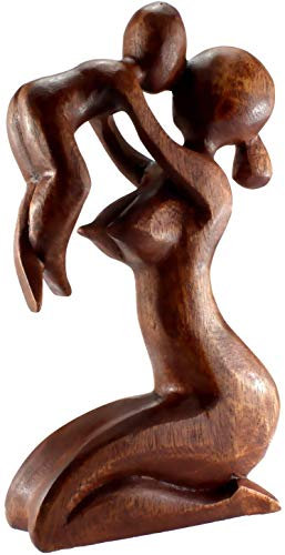 Budawi® Holzskulptur Holzfigur Mutter & Kind Figur Dekofigur ca. 25 cm