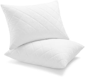 Sleep&Smile Deep Quilted Medium/Firm Support Bounce Back Pillows – 2 Pack, Large Size, Hypoallergenic, Back & Side Sleeper Comfort – Made in the UK