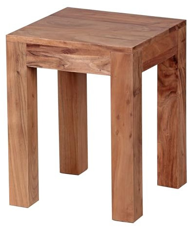 FineBuy Table d'appoint Bois Massif Acacia 35 x 45 x 35 cm Table Basse Salon | Bout de canapé est - Table de téléphone - Table en Bois carré