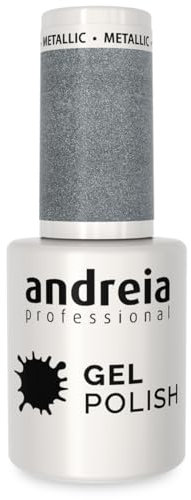 Andreia Semi-Permanent Nail Gel Polish for UV/LED Lamp - Intense Shine and 4 weeks Lasting French Manicure Nail Gel Varnish - Colour 278 Meatllic Grey - Shades of Purple - 10.5 ml