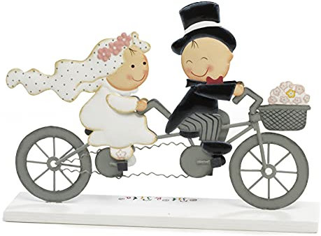 Mopec Tandem-Hochzeitstorte-Figur, Metall, bunt, 5x24x17 cm