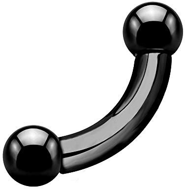 Treuheld Piercing Banane - Stahl - Schwarz - 2.0mm bis 6.0mm [16.] - 6.0 x 14 mm (Kugeln: 10mm)