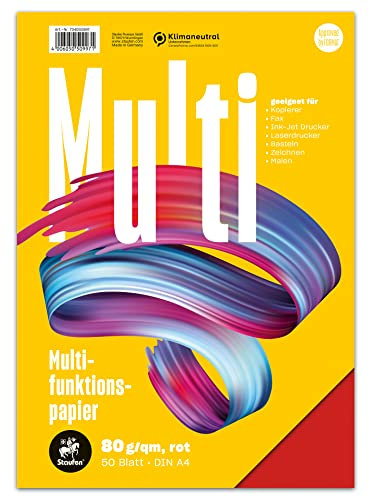 Staufen Style Multifunktionspapier - DIN A4, 50 Blatt, Farbe: rot, 80g/m² Qualitätspapier, 1 Stück
