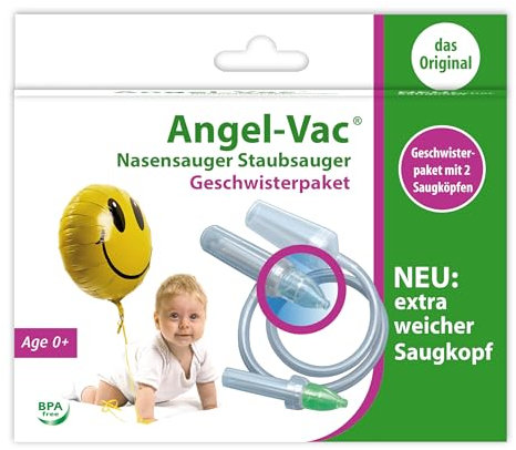 Angel-Vac aspiratore nasale collegabile ad aspirapolvere, confezione doppia
