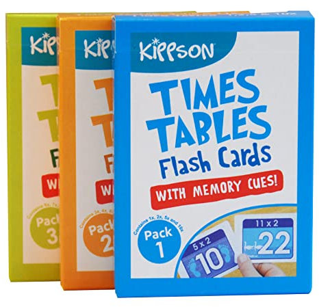 Kippson Times Tables Flash Cards with Memory Cues