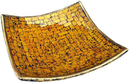 Eckige Mosaikschale, handgearbeitete Keramik, Design 13, mittel (25*25 cm) | Einzigartige Terrakotta-Schale mit bunten Glasmosaiken, ideal für Obst oder als Untersetzer.