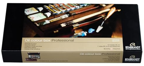 Rembrandt Estuche profesional de óleo caja de madera de lujo Profesional | 13 colores + pinceles y accesorios