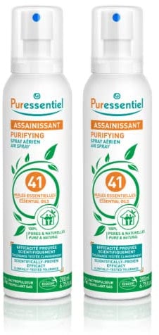 Puressentiel - Spray Aérien Assainissant aux 41 Huiles Essentielles - Efficacité prouvée contre les virus, germes et bactéries - Lot de 2x200ml