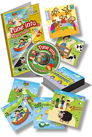 Yellow Door Tune into Nursery Rhymes | Set of 20 songs with audio CD, games and picture cards | Twinkle Twinkle Little Star | Early Educational Toy for kids age 1 2 3 4 5 | the wheels on the bus