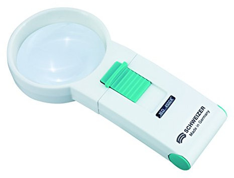 Schweizer Optik - ÖKOLUX plus mobil Handleuchtlupe - 16 D / 5-fach / 60 mm / 4500 K 12x 14x
