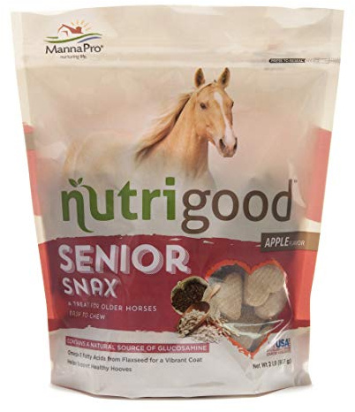 NutriGood Senior Snax Horse Treats - Apple Flavor Baked Easy-Chew Equine Snack with Glucosamine, Omega-3 & Biotin for Joint, Hoof & Coat Support (Senior Horses) – 2 lb Bag