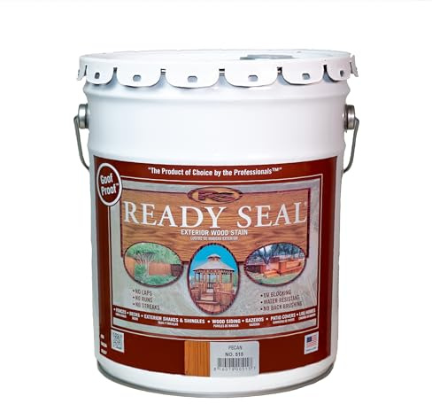 Ready Seal Exterior Wood Stain | Semi-Transparent Oil-Based Formula | Professional Grade Stain and Sealer in One | Ideal for Decks, Fences, Pergolas, Wood Siding & More | 5 Gallon | Pecan