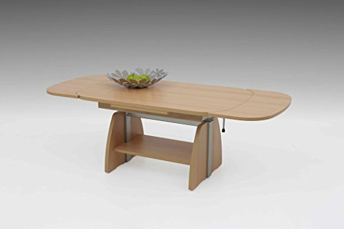 expendio Couchtisch Carola Buche 107(156) x67x52 ausziehbar höhenverstellbar Sofatisch Wohnzimmertisch Tisch Wohnzimmer