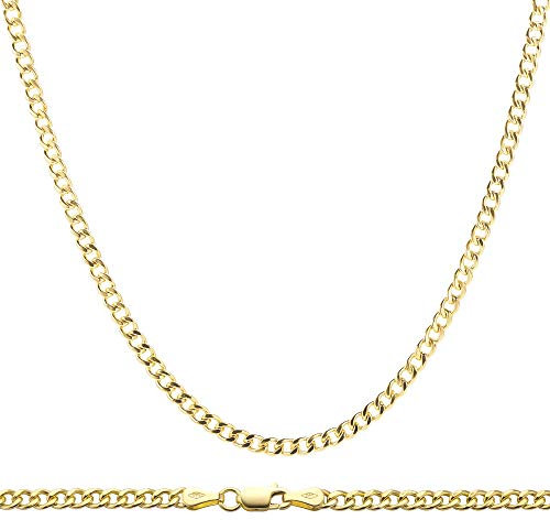 PRINS JEWELS 14 Karat / 585 Gold Panzerkette Gelbgold Unisex - Breite 3 mm - Länge wählbar (45)