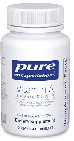 Pure Encapsulations Vitamin A - 3,000 mcg - from Cod Liver Oil - Immune & Vision Support* - Vitamin A Palmitate Supplement - Non-GMO - 120 Softgel Capsules