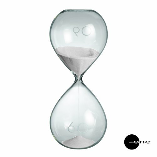 Mascagni 20Q Sixty Grand Sablier Design 1h 60 Minuteur 60mn-Sable Blanc Ivoire-27cm-Décoration intérieur, Verre, 10x10