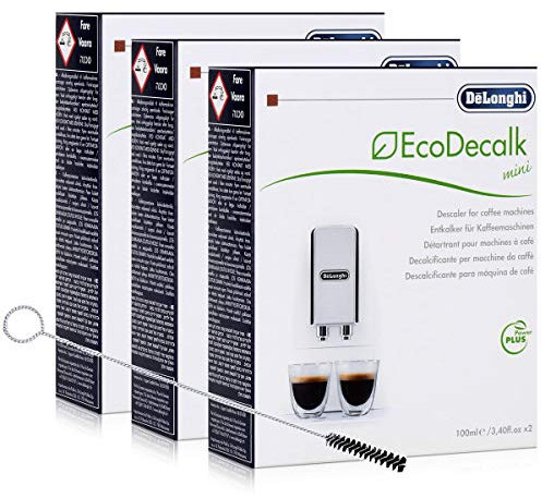 3x Entkalker Delonghi EcoDecalk Mini Power Plus mit Reinigungsbürste für Kaffeevollautomaten