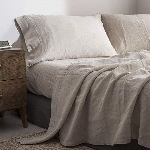 Simple&Opulence Set di biancheria da letto in lino Modern King Embroidery Linen