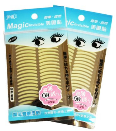 MAGIC Invisiblepretty size (M) - Augenlidliftig ohne OP [2x60Paar] - Augenlidklebeband, Schlupflider Stripes im Doppelpack