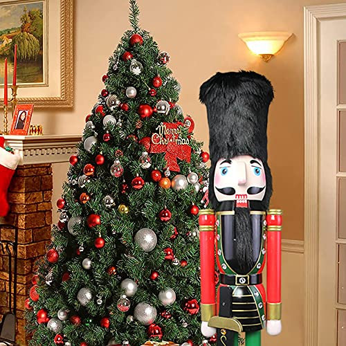 CDL 120cm 1,2 m di altezza gigante di Natale in legno schiaccianoci ornamento Fluffy cappello soldato su piedistallo, Scimitar per indoor outdoor Natale/eventi/cerimonie/commerciali decorazione K06