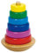 goki 58925 - Stapelturm runder Boden aus Holz, bunte Holzringe zum stapeln auf wackelndem Boden, fördert Feinmotorik und Hand-Augen-Koordination der Kinder, 12cm, 7er Set, ab 2 Jahre