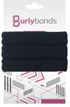 Burlybands Haargummi Damen - Große Haargummis Mädchen für Dickes, Schweres oder Lockiges Haar - Rutschfest und Schädigt das Haar Nicht - Nahtloses Sporthaargummi für Dickes Haar (Schwarz, 3 Stück)