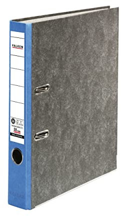 Original Falken Recycling-Ordner Wolkenmarmor. Made in Germany. 5 cm schmal DIN A4 blauer Rücken Ringordner Aktenordner Briefordner Büroordner Pappordner CO2-Neutral Blauer Engel