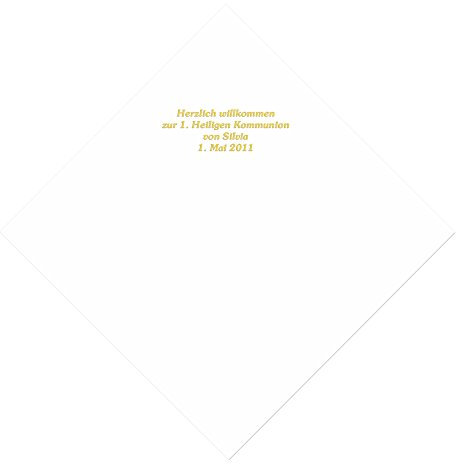 100 weiße Servietten mit Ihrem Namen in goldenen Lettern, ca. 33,5 x 33,5 cm, 3-lagig