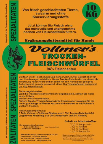 Vollmer's 37113 Hundefutter Trockenfleischwürfel 25 kg