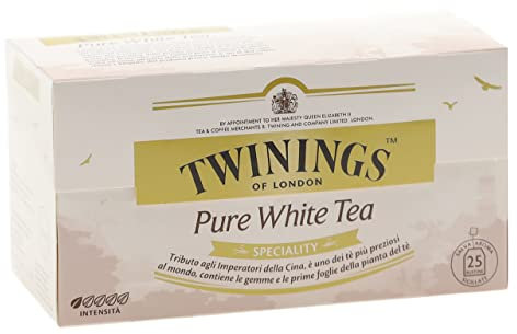 Twinings, Pure White Tea, Tè Bianco Prezioso, Gusto Fresco e Dissetante, Infusi e Tisane, 1 Confezione da 25 Filtri