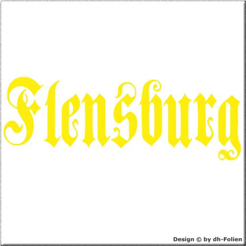 cartattoo4you® AK-01581 | FLENSBURG - Fraktur/Altdeutsche Schrift | Autoaufkleber Aufkleber Farbe Citrus, in 24 Farben erhältlich, glänzend 17 x 5 cm in Premium - Qualität Waschstrassenfest